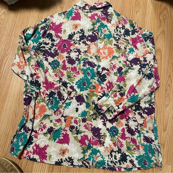 Bridgewater Studio 100% Linen Floral Women’s Button Down 1x Long Sleeve - Picture 7 of 8
